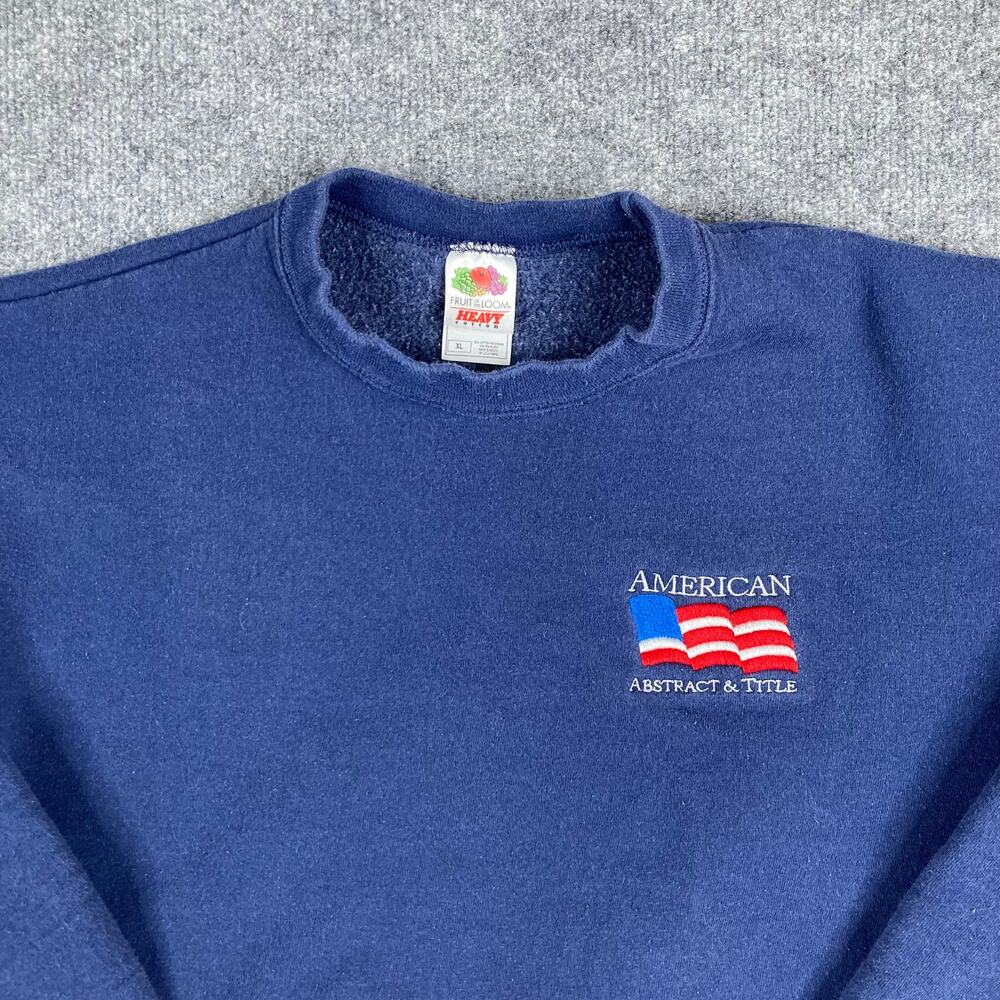 Fruit of the Loom Sweatshirt Mens XL Navy USA Flag Graphic Crewneck Vintage